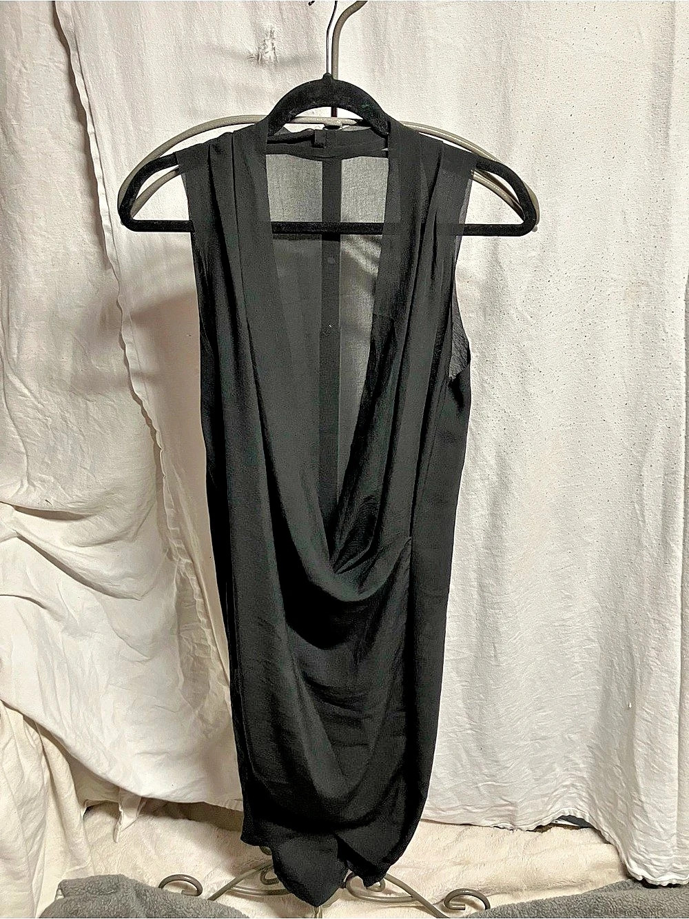 Black Draped Maxi Dress Like New - no size or brand maybe a M or L